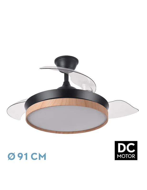 Evros Ventilador Fabrilamp 91cm Negro/Madera Pago Seguro