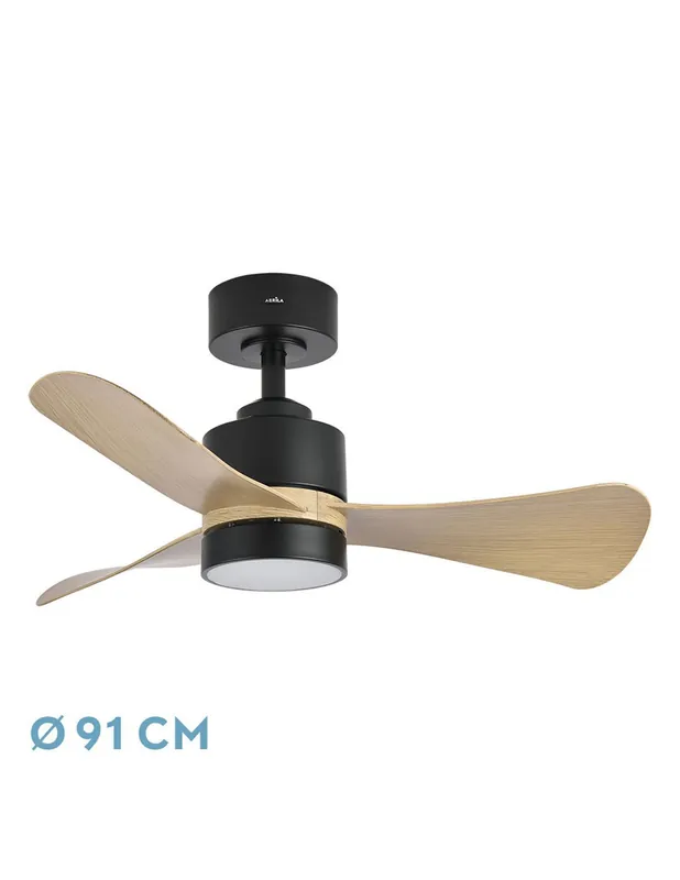 Liquidación Zepelín Ventilador Negro Madera Clara Motor DC