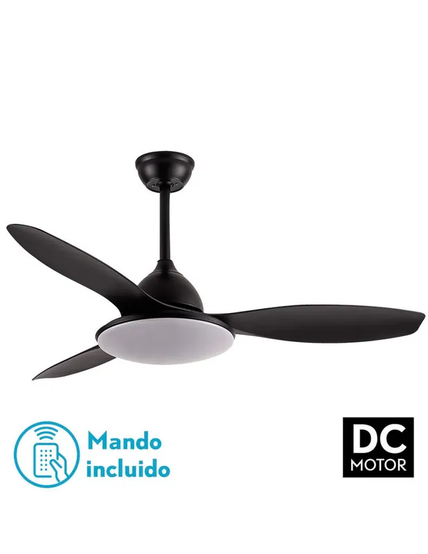 Certificado Yael Ventilador de Techo Negro Fabrilamp