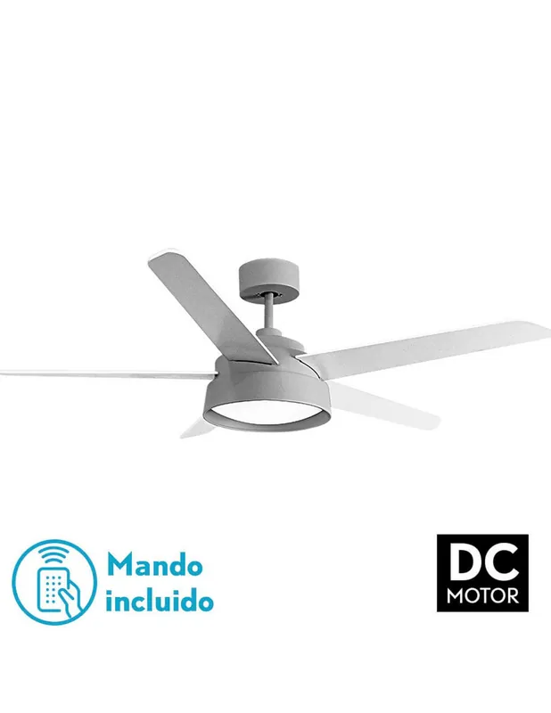 Nueva Colección Fabrilamp Ventilador Gris Aspas Blanco Haya