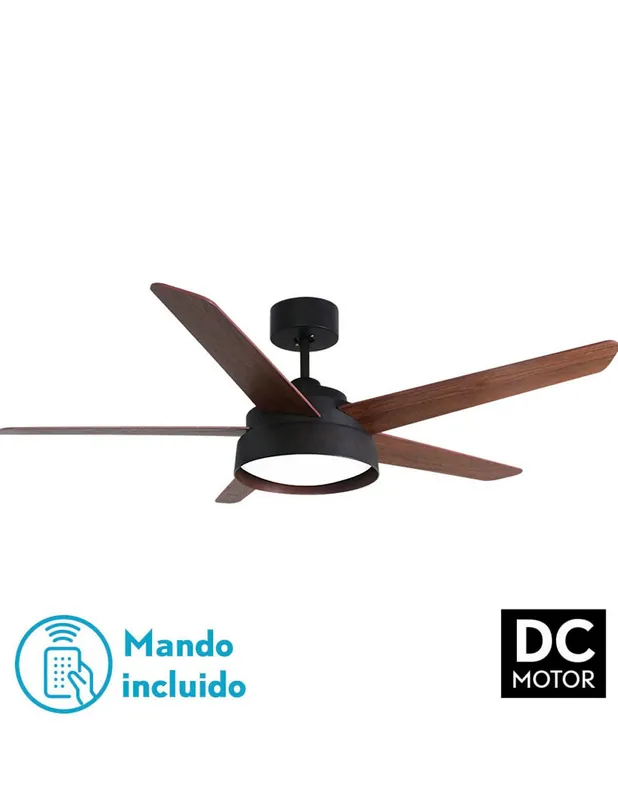 Stock Limitado Fabrilamp Ventilador Marrón Aspas Nogal Roble