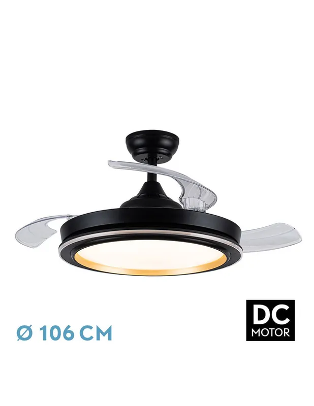 Picolo Ventilador Aspas Retráctiles Negro/Oro Original