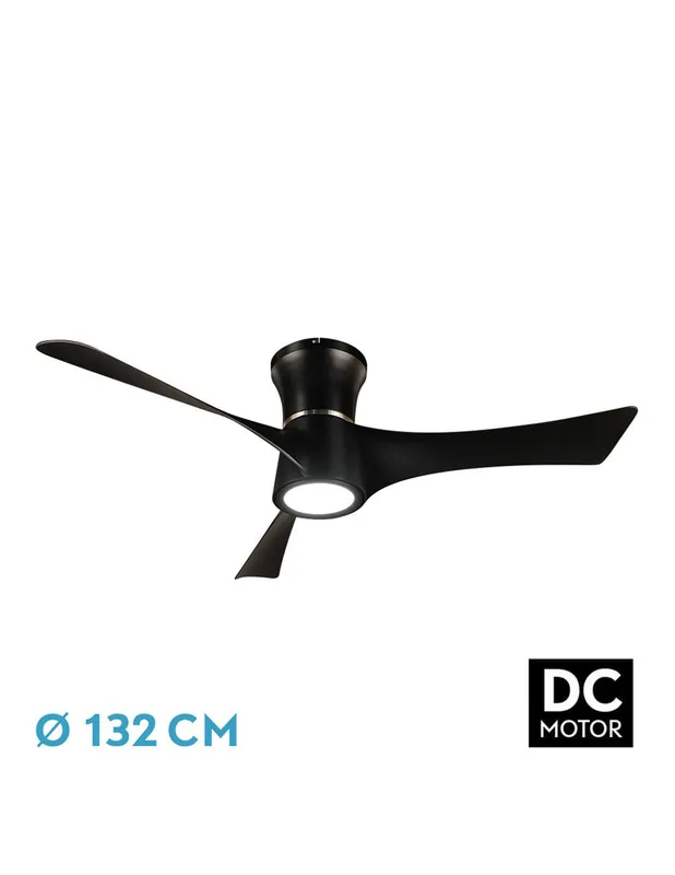 Última Versión Tianas Ventilador de Techo Negro Aro Cromado