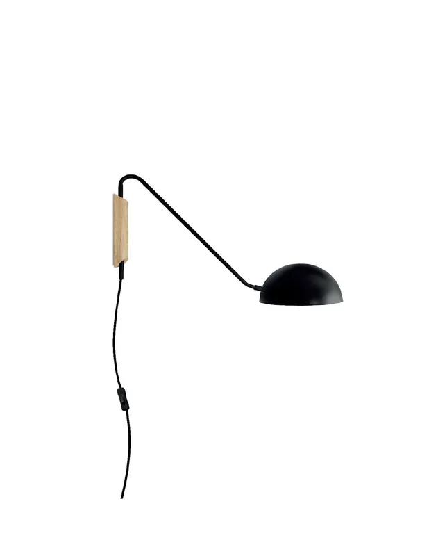 Lujoso Aplique Brazo Alargado Madera y Metal Negro