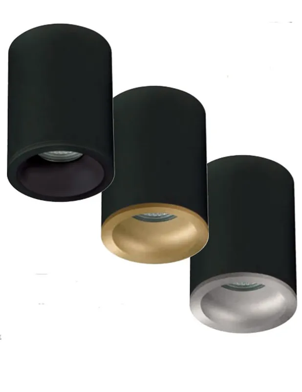 Focos de Superficie Cilindro Negro/Plata Mejor Precio