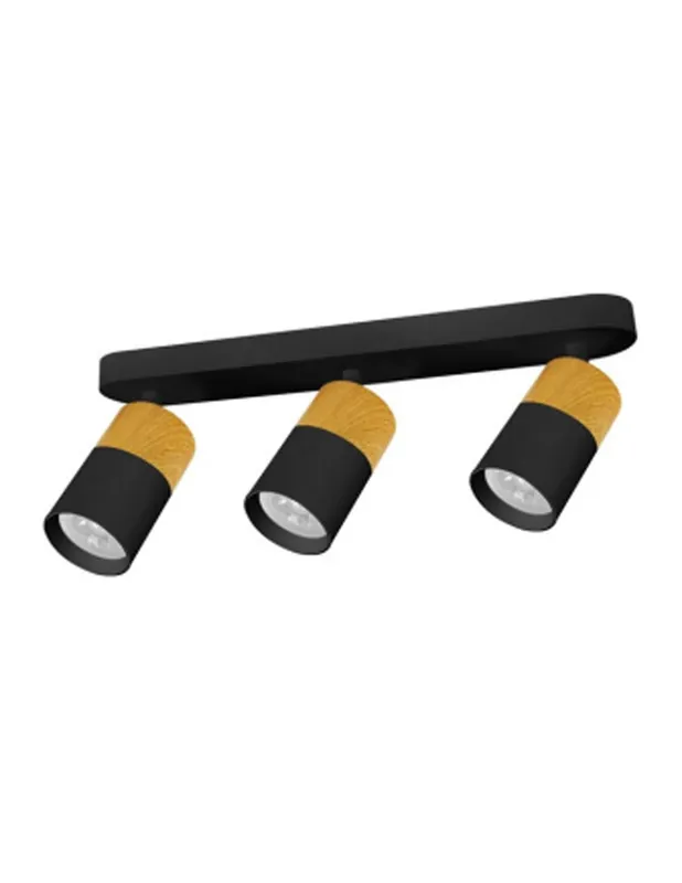 Regleta 3 Focos Cilindro Combinado Pintura Madera Precio Rebajado