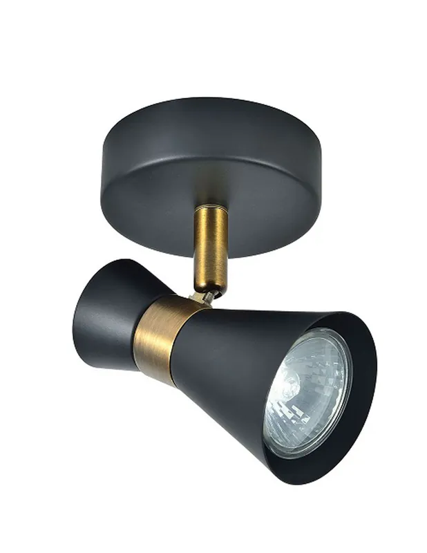 Foco Orientable y Basculante Negro Cuero De Moda