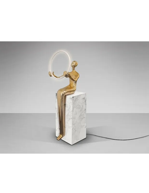 Mejor Calidad El Aro Figura con Luz Pedestal Oro Schuller