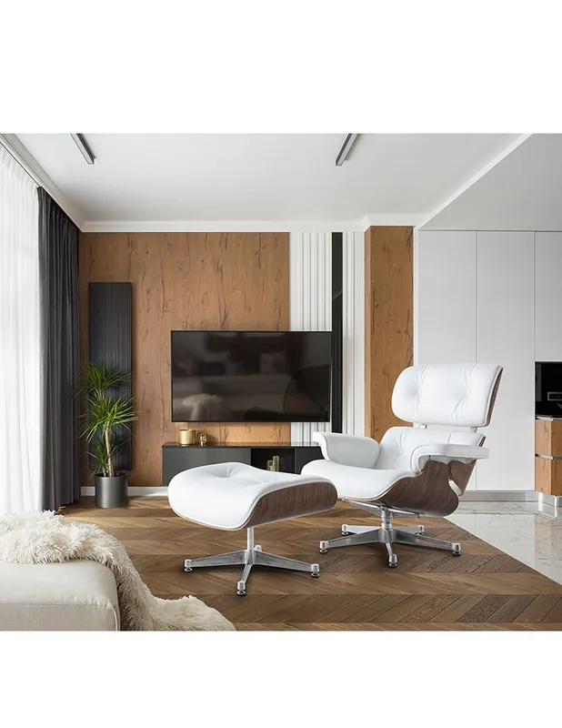 Eames Chaise Longue Blanco-Nogal de Schuller Moderno