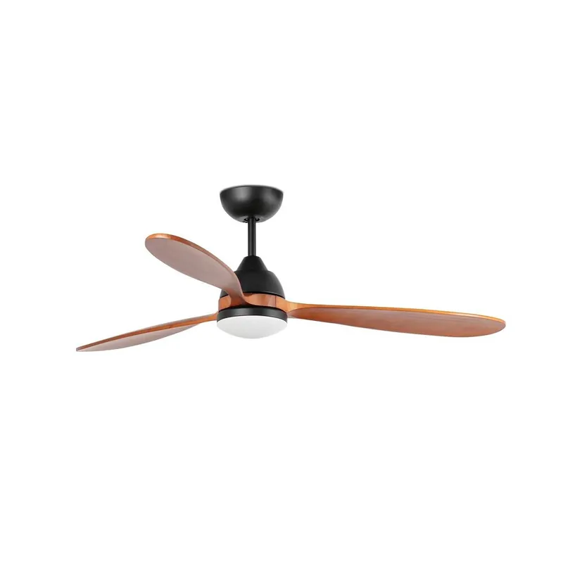 Popular POROS Ø132 CM NEGRO 3 PALAS NOGAL 19W LED