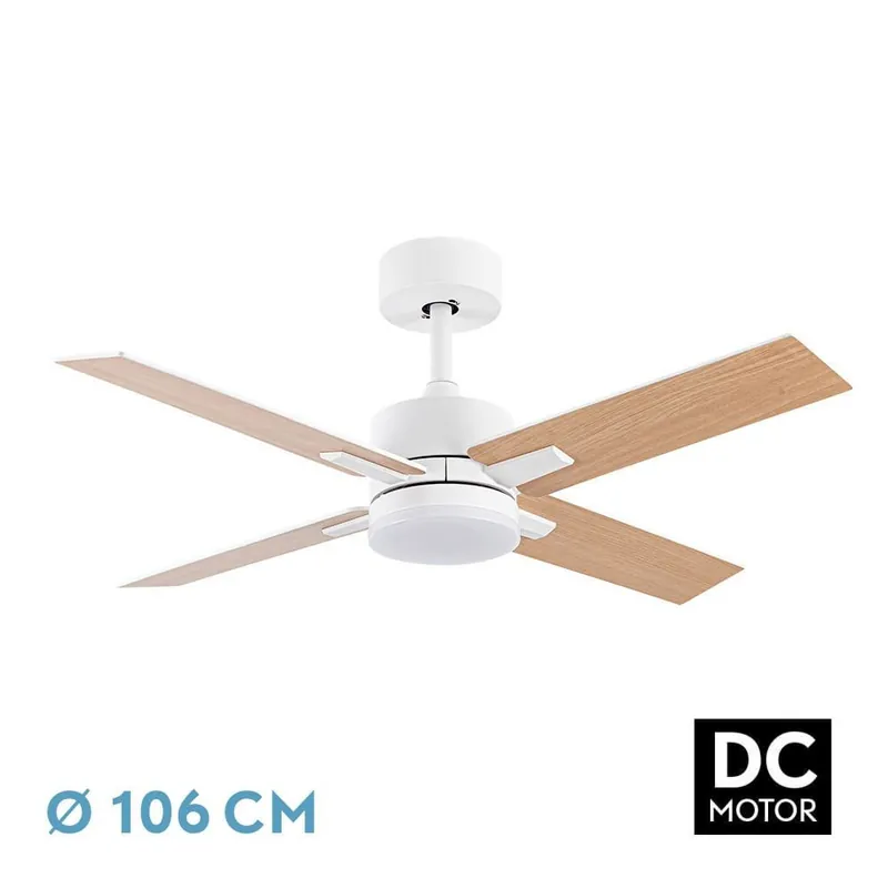 VENTILADOR DC TALCO BLANCO REVERSIBLES  BLANCO/HAYA Hecho A Mano