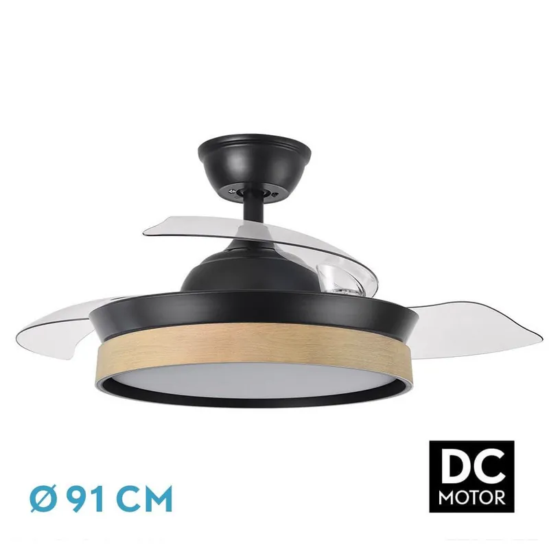 Moderno VENTILADOR DC IGLU MINI NEGRO/HAYA