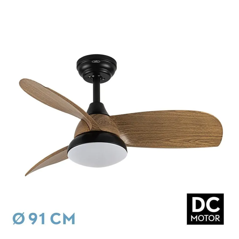 Devolución Gratuita VENTILADOR DC ATOMO 24W NEGRO MADERA OSCURA