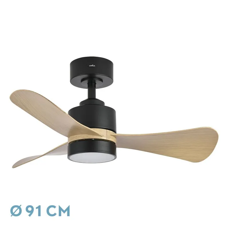 Envío Inmediato VENTILADOR DC ZEPELIN 18W NEGRO/MADERA CLARA