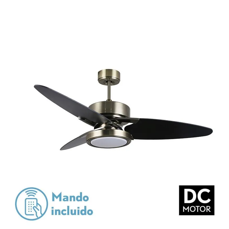 Nueva Colección VENTILADOR DC CROSS 30W CUERO ASPAS NEGRO/NOGAL