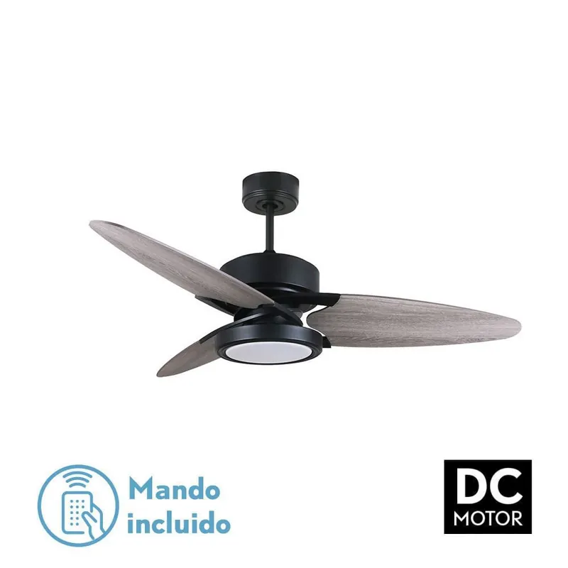 VENTILADOR DC CROSS 30W NEGRO ASPAS GRIS/ROBLE Precio Reducido