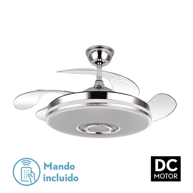 VENTILADOR DC NOTO CROMO RGB BLUETOOTH Y ALTAVOZ Más Vendido