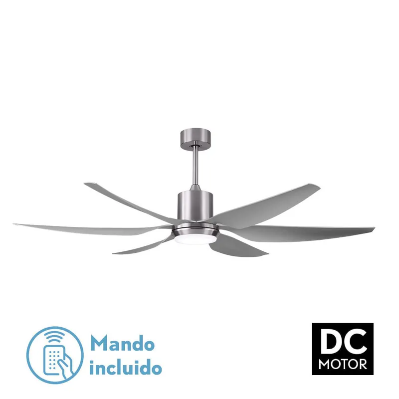 VENTILADOR DC OTTO 24W 2950LM NIQUEL 6 ASPAS PLATA De Moda