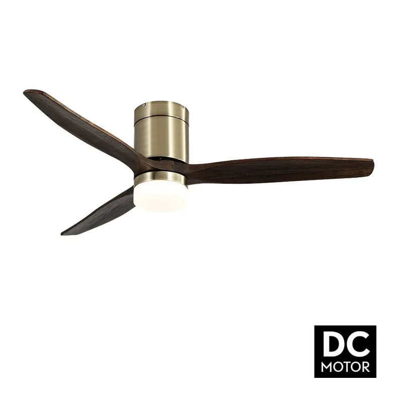 VENTILADOR LED 18W DC AGUILON CUERO 3 ASPAS ROBLE 132 D Certificado