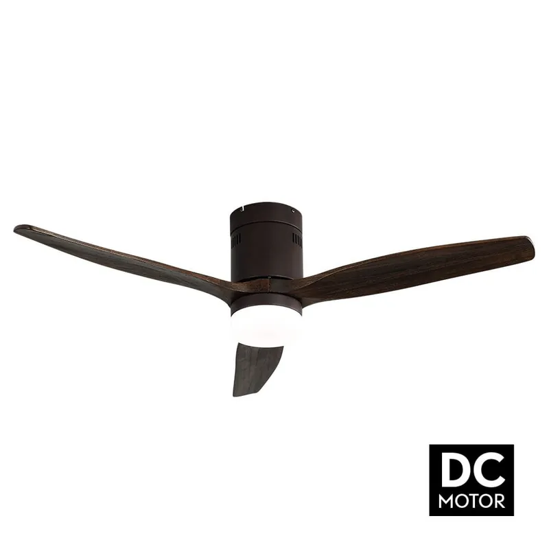 Marca Reconocida VENTILADOR LED 18W DC AGUILON MARRON 3 ASPAS ROBLE 132 D