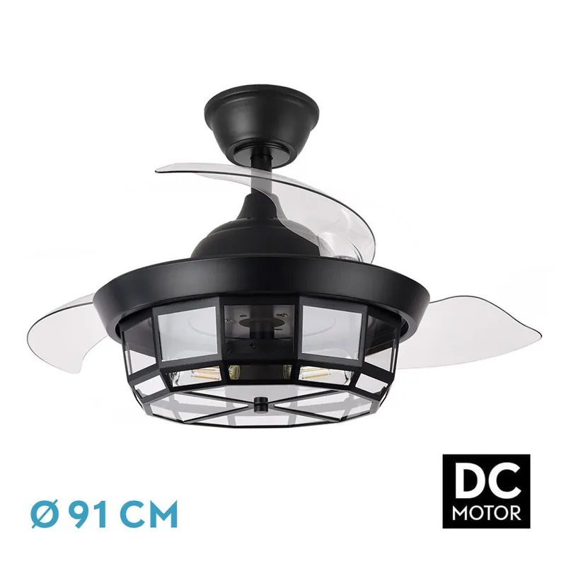 VENTILADOR DC TORNADO NEGRO 3 LUCES Certificado