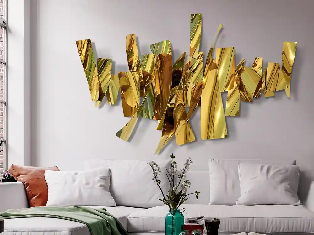 FRACTURE ESCULTURA PARED ACERO DORADO Compra Hoy
