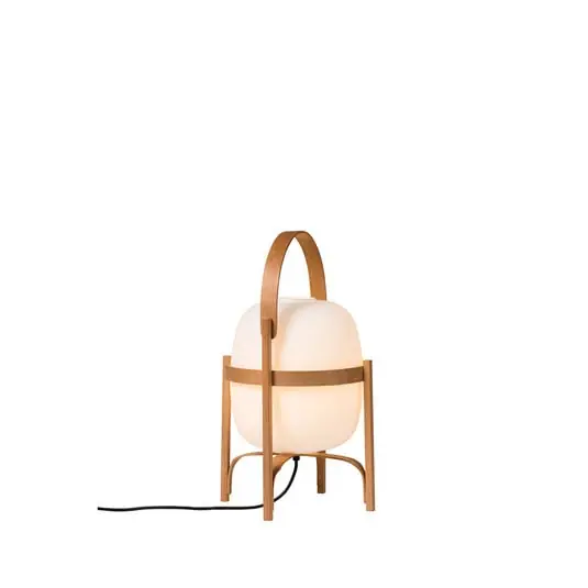 Cesta Lámpara de Sobremesa Wood/White Ópalo Glass - Santa & Cole Oferta Especial