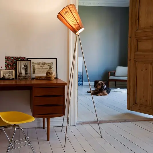 Oslo Wood Lámpara de Pie Acero/Beige - Northern Pedido Al Por Mayor
