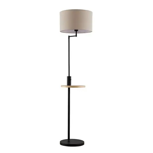 Económico Zinia Lámpara de Pie Black/Grey/Wood - Lindby