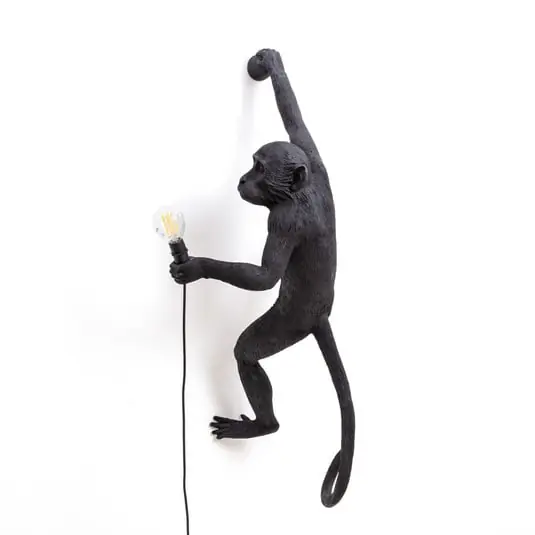De Moda Monkey Hanging Aplique Pared Exterior Right Negro - Seletti