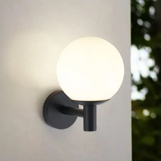 Aplique de exterior Dangan Ø 20 cm blanco cristal IP44 - Lindby Favorito De Clientes