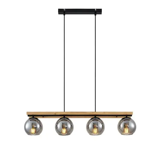 Garantía De Devolución De Dinero Philika Lámpara Colgante Smoke/Wood/Black - Lindby