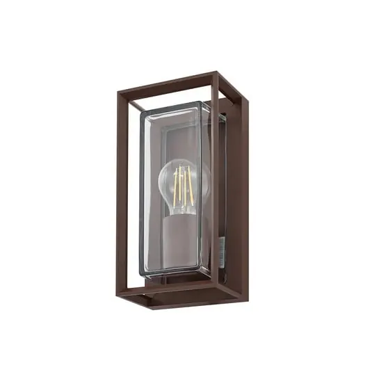 Auténtico Aplique para exterior Ismera, color óxido, IP65, cristal, E27 - Arcchio