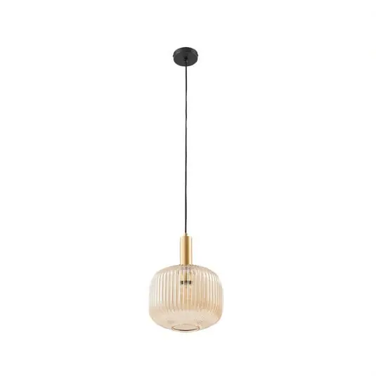 Exclusivo Lámpara colgante Doroteo Ø 25 cm, cristal ámbar, 1 luz - Lindby
