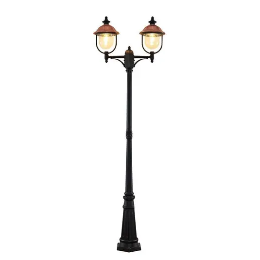 Clint 2 Lámpara Exterior tipo Farola Black/Copper - Lindby Directo De Fábrica