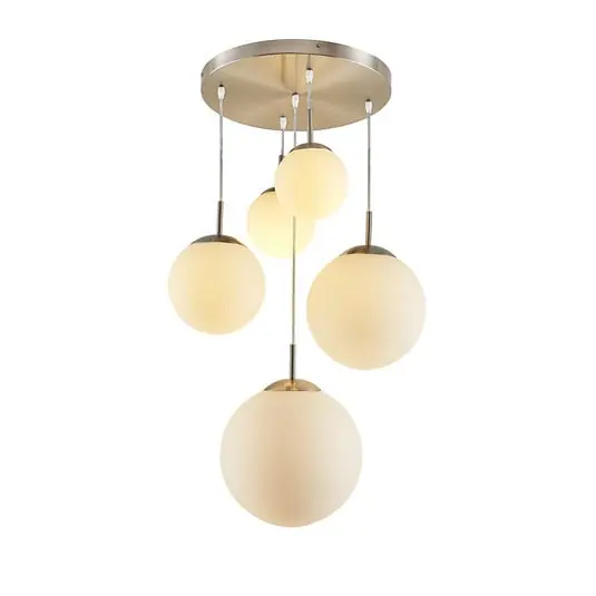 Heleska 5 Round Lámpara Colgante Opal/Nickel - Lindby Barato