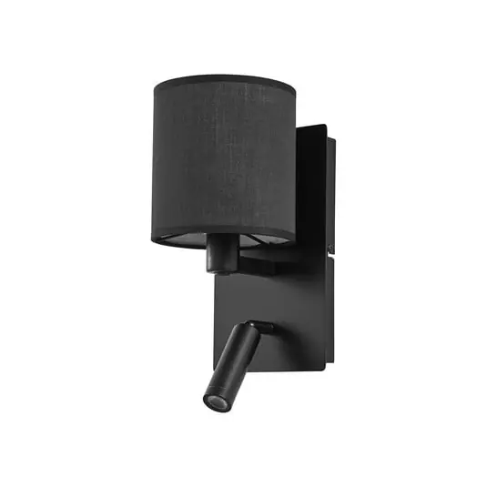 Oferta Flash Aplique de pared Aiden 30 cm negro E14 brazo de lectura LED - Lindby