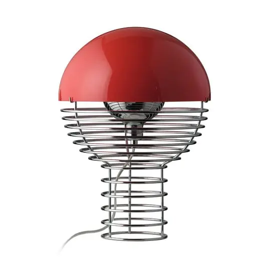Wire Lámpara de Sobremesa Ø30 Chrome/Red - Verpan Popular