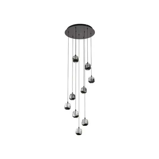Original Lámpara colgante LED Hayley de 9 luces, cristal negro - Lucande