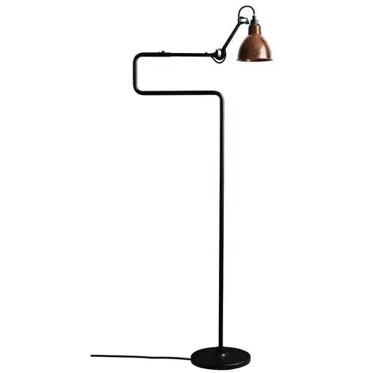 411 Lámpara de Pie Negro/Cobre Crudo - Lampe Gras Popular