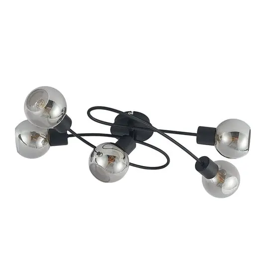 Elaina 5 Lámpara de Techo Black/Smoke - Lindby Premium