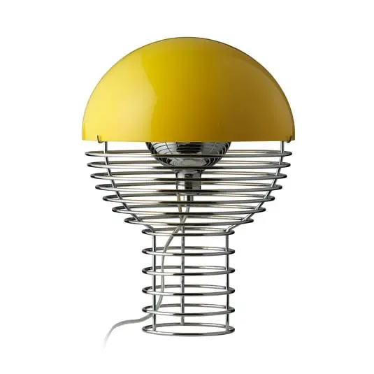Wire Lámpara de Sobremesa Ø30 Chrome/Yellow - Verpan Devolución Gratuita