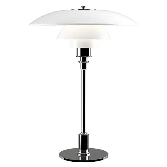 Lámpara de mesa PH 3 1/2-2 1/2, cromada/blanca, 47 cm - Louis Poulsen Auténtico