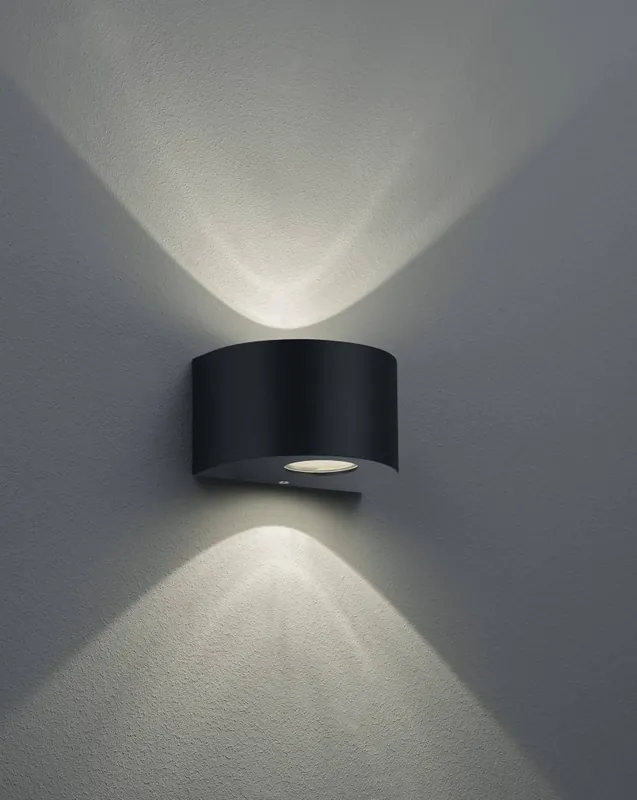 Trio Rosario Aplique de pared exterior LED de plástico negro mate R282 Auténtico