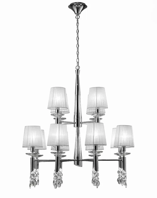 Mantra Tiffany cromo Lámpara de techo colgante blanca tela 3850 Solo Hoy