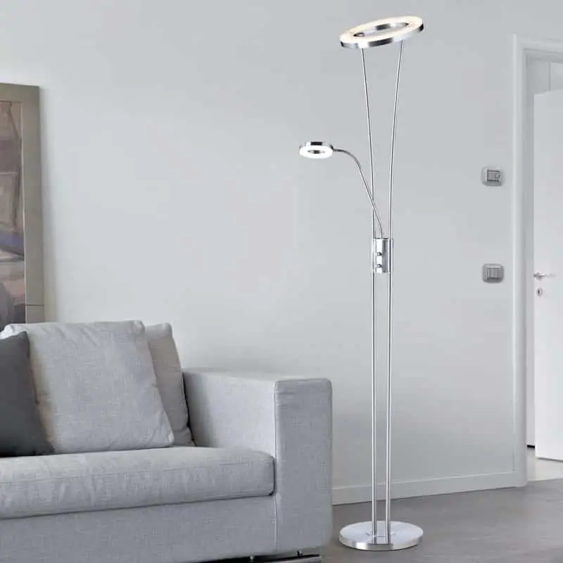 Imprescindible (Must-Have) MDC ANELLO Lámpara pie LED 30W + 5W Cromo Mate 576083502