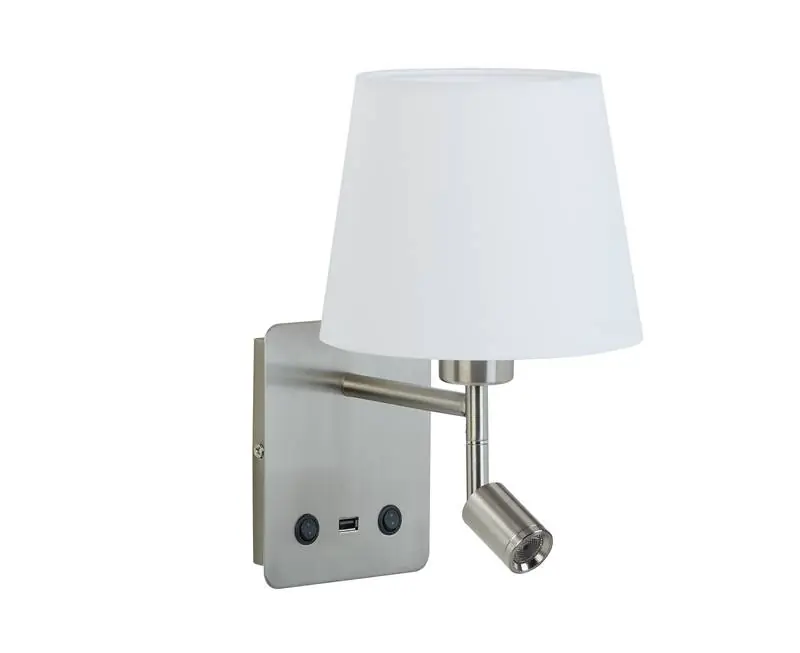 MDC MAILAND Lámpara aplique pared USB E27 cromo y pantalla 577183506 Precio Bajo