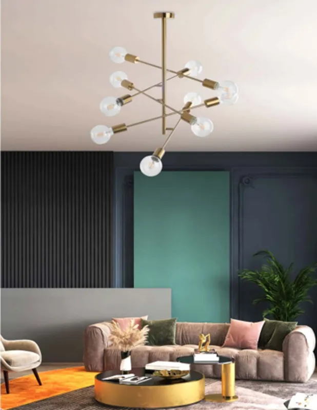 Oferta De Temporada Lámpara Colgante Vintage 10 Luces Oro