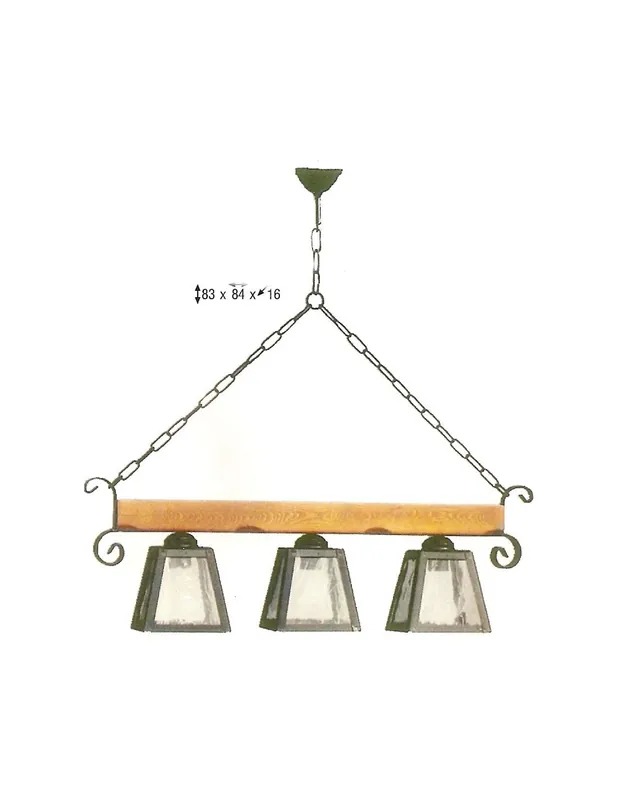 Oferta Lámpara Madera y Forja Rústica