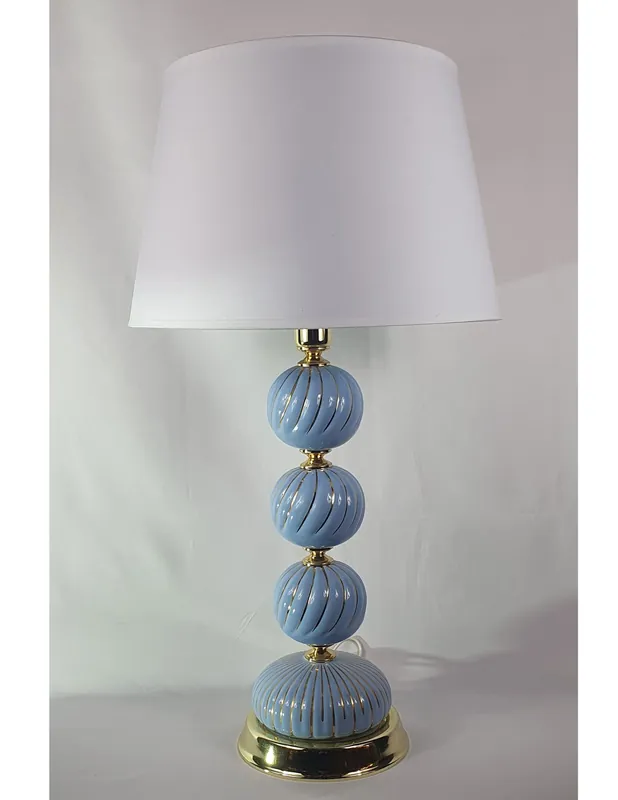Gran Oferta Lámpara Sobremesa Cerámica Celeste Oro